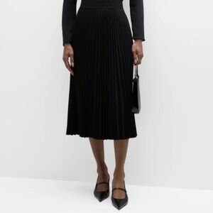 Theory Pleated Flannel Combo Midi Skirt Wool Black Mid Heavy Weight Size Large